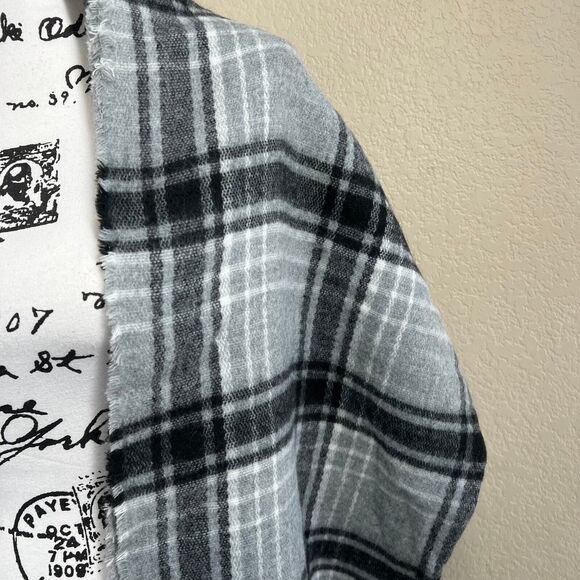 Zara Black Plaid Long Scarf Shawl Super Soft Long Thin Scarf Preppy baddie work - Picture 11 of 12